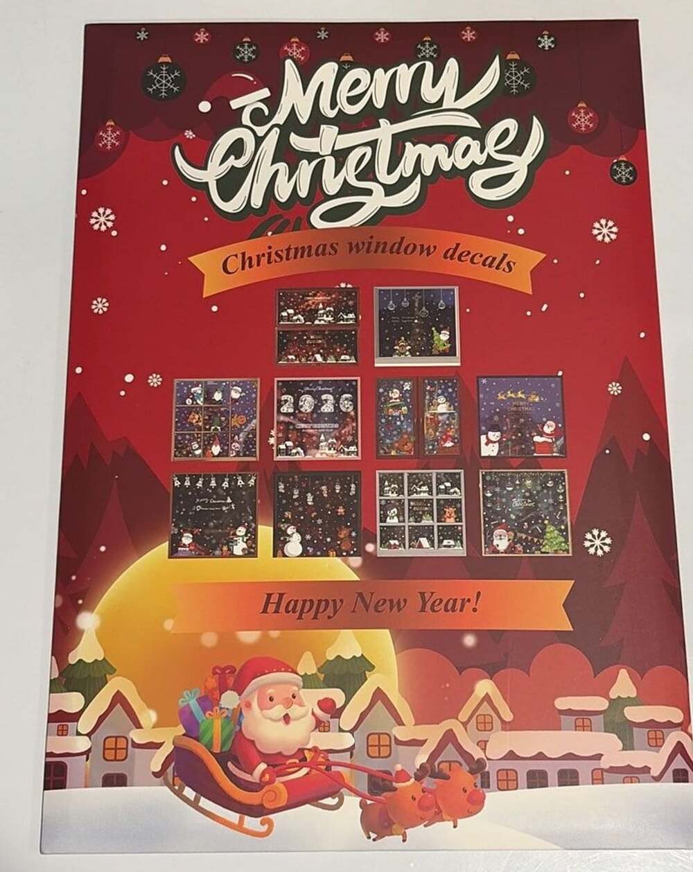Vigvitfur Merry Christmas Window Decals 9pcs Set